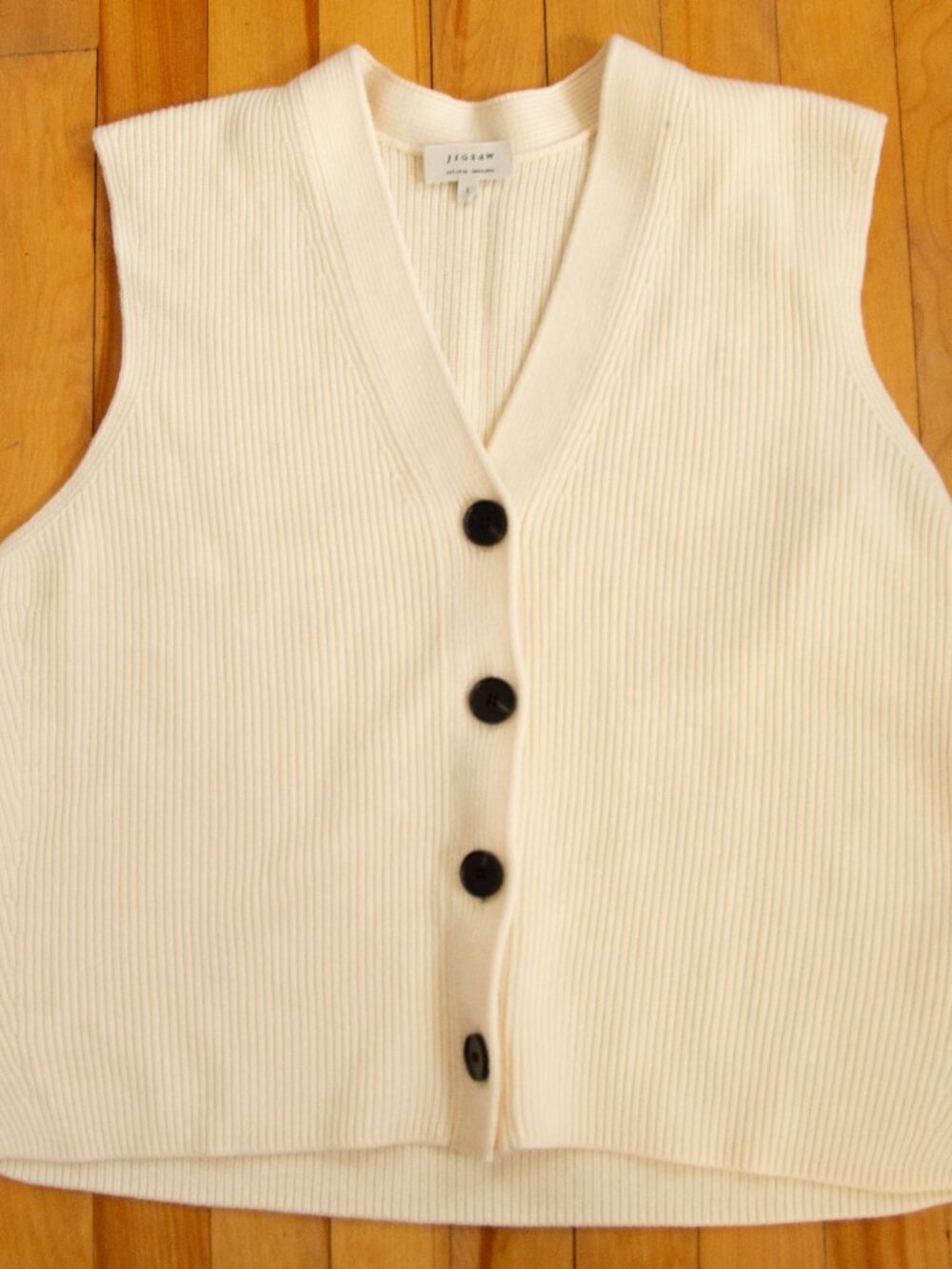 Cream Ribbed Vest, Academia, Jigsaw, Sz L